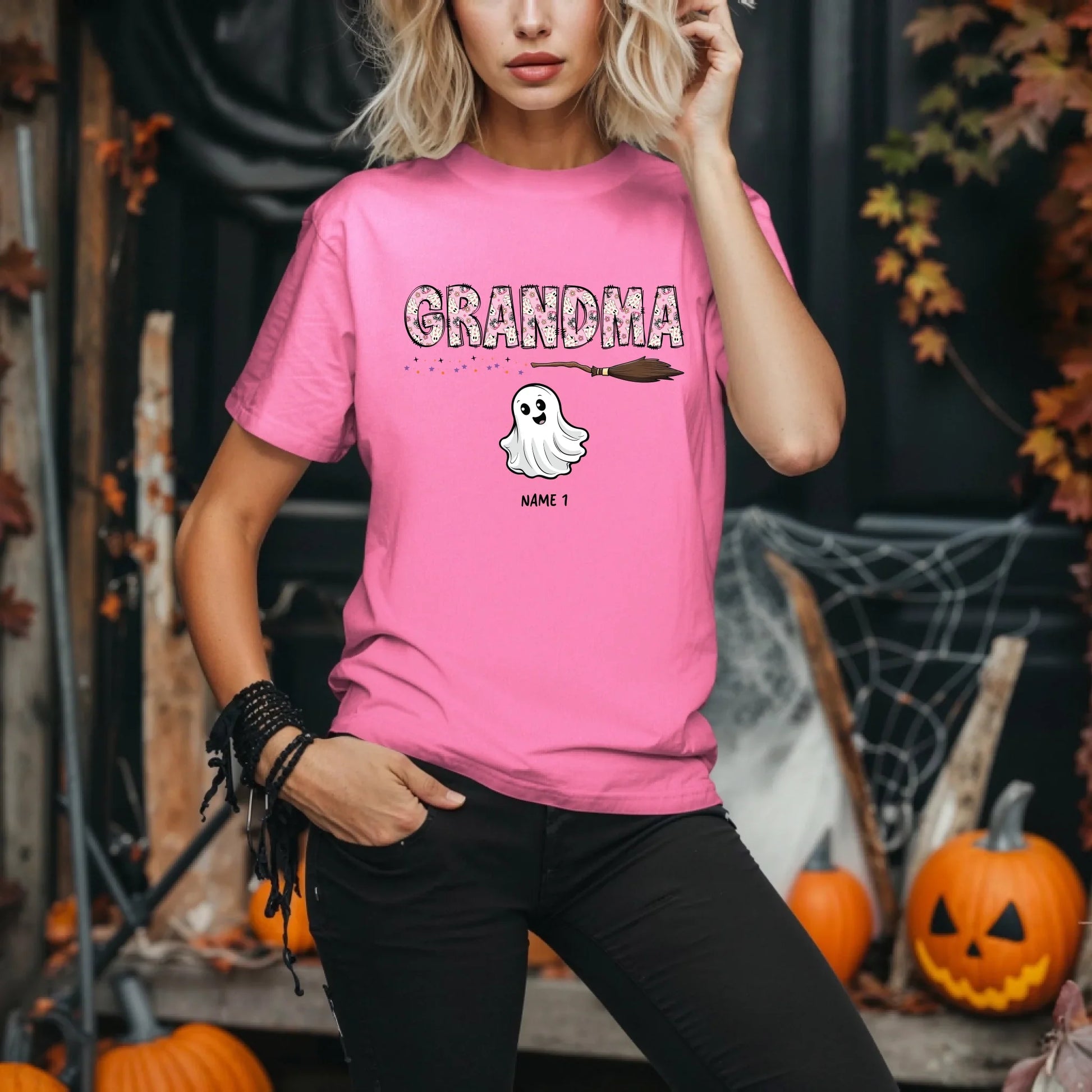 Personalized Grandma Ghost Shirt – Custom Boo Styles & Kids’ Names – Halloween Gift Tee Hoodie, Sweatshirt (Image 3)