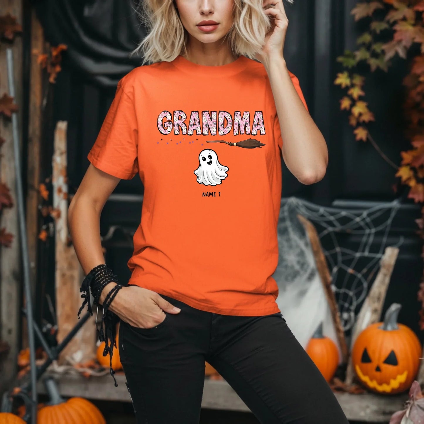 Personalized Grandma Ghost Shirt – Custom Boo Styles & Kids’ Names – Halloween Gift Tee Hoodie, Sweatshirt (Image 2)