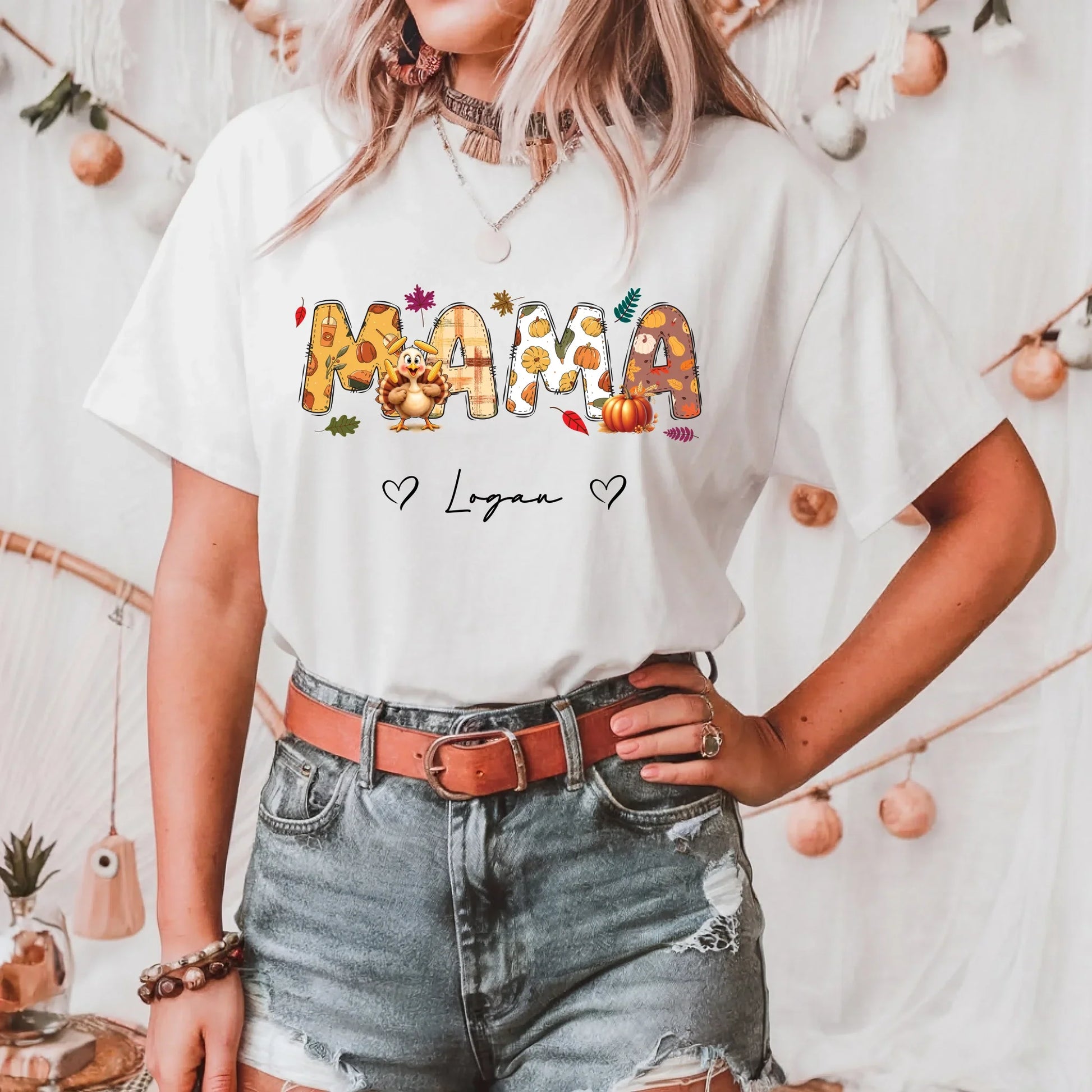 Personalized MAMA Thanksgiving Shirt – Custom Family Names Fall Tee Hoodie, Sweatshirt | InkThreadWorks.com (Image 1)