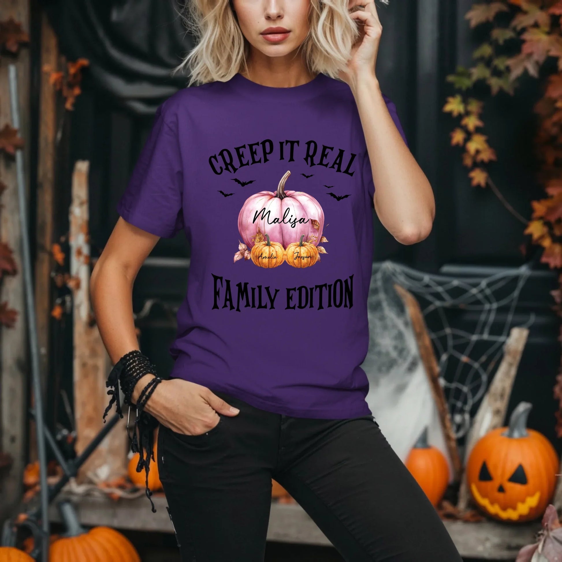 Personalized Creep It Real Family Shirt – Custom Names & Pumpkins Hoodie, Sweatshirt | InkThreadWorks.com (Image 2)
