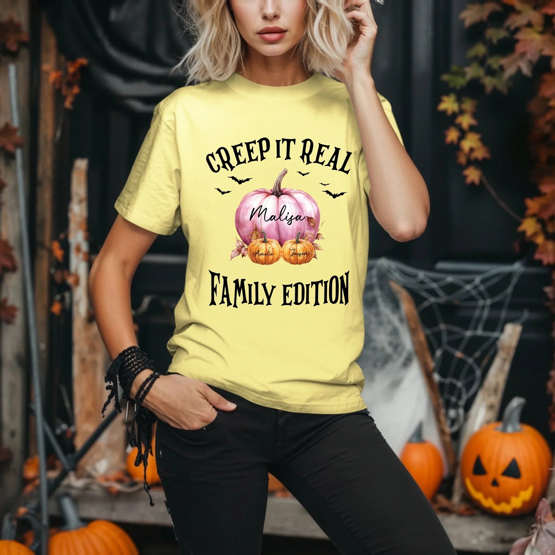 Personalized Creep It Real Family Shirt – Custom Names & Pumpkins Hoodie, Sweatshirt | InkThreadWorks.com (Image 5)