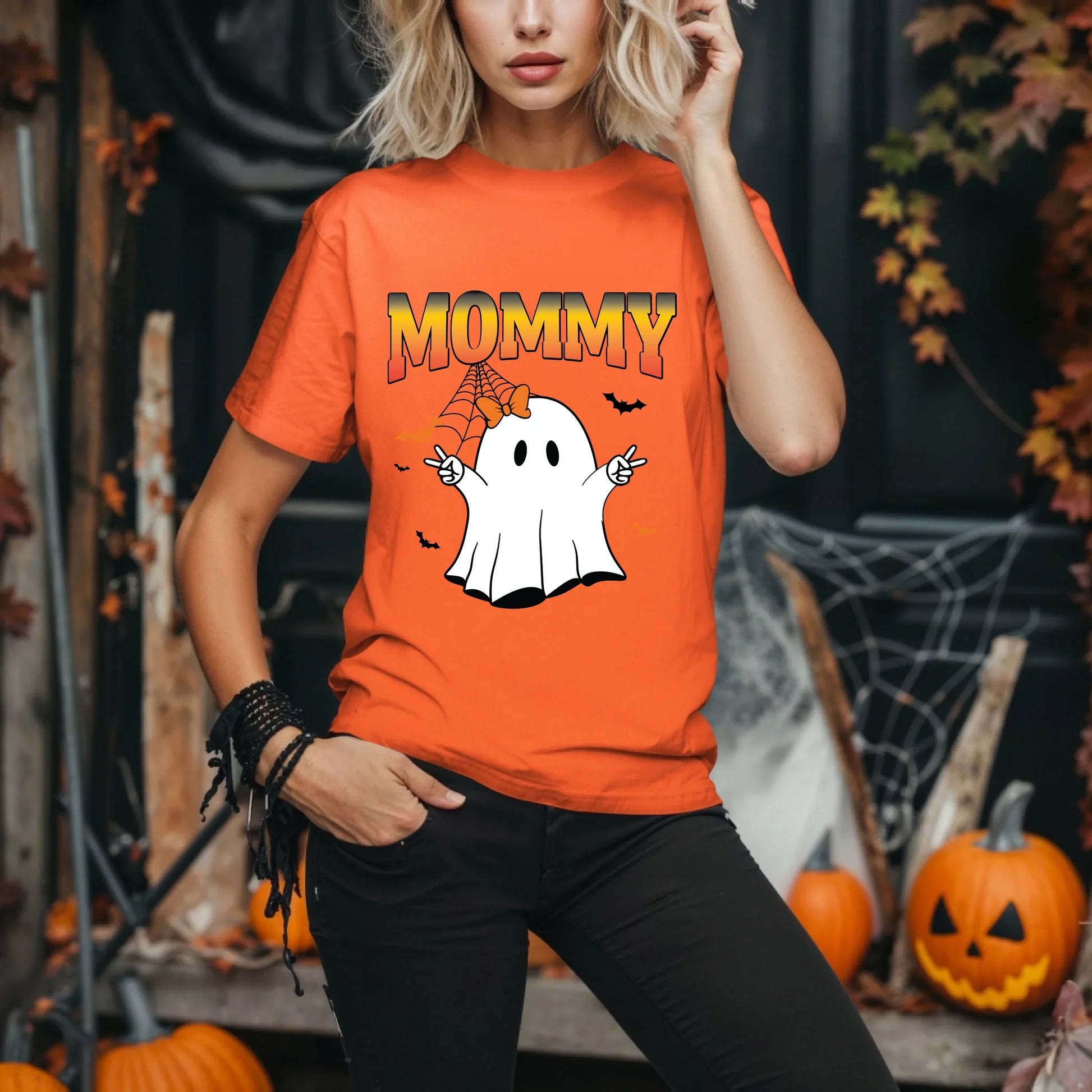 Personalized Ghost Family Halloween Shirt – Baby, Mommy, Sister Hoodie, Sweatshirt | InkThreadWorks.com (Image 1)