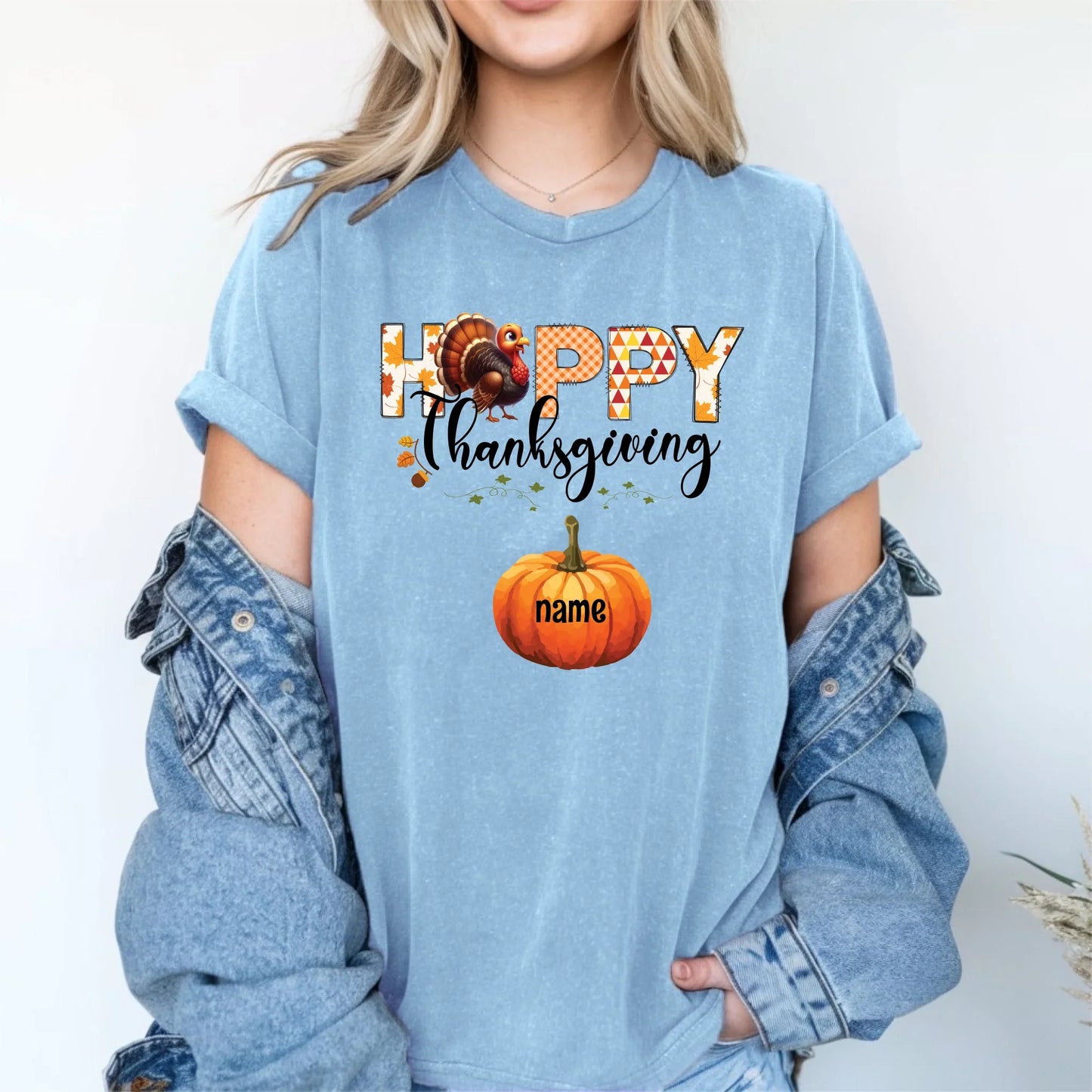Personalized Happy Thanksgiving Shirt – Custom Family Names on Pumpkins – Fall Gift for Mom, Grandma Hoodie,... (Image 4)