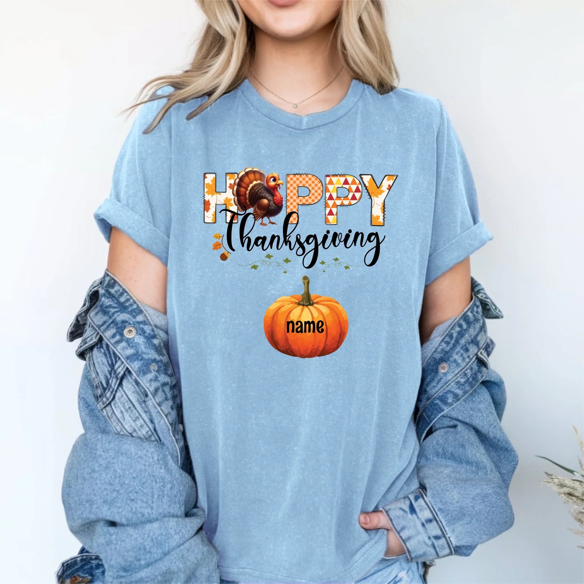 Personalized Happy Thanksgiving Shirt – Custom Family Names on Pumpkins – Fall Gift for Mom, Grandma Hoodie,... (Image 4)