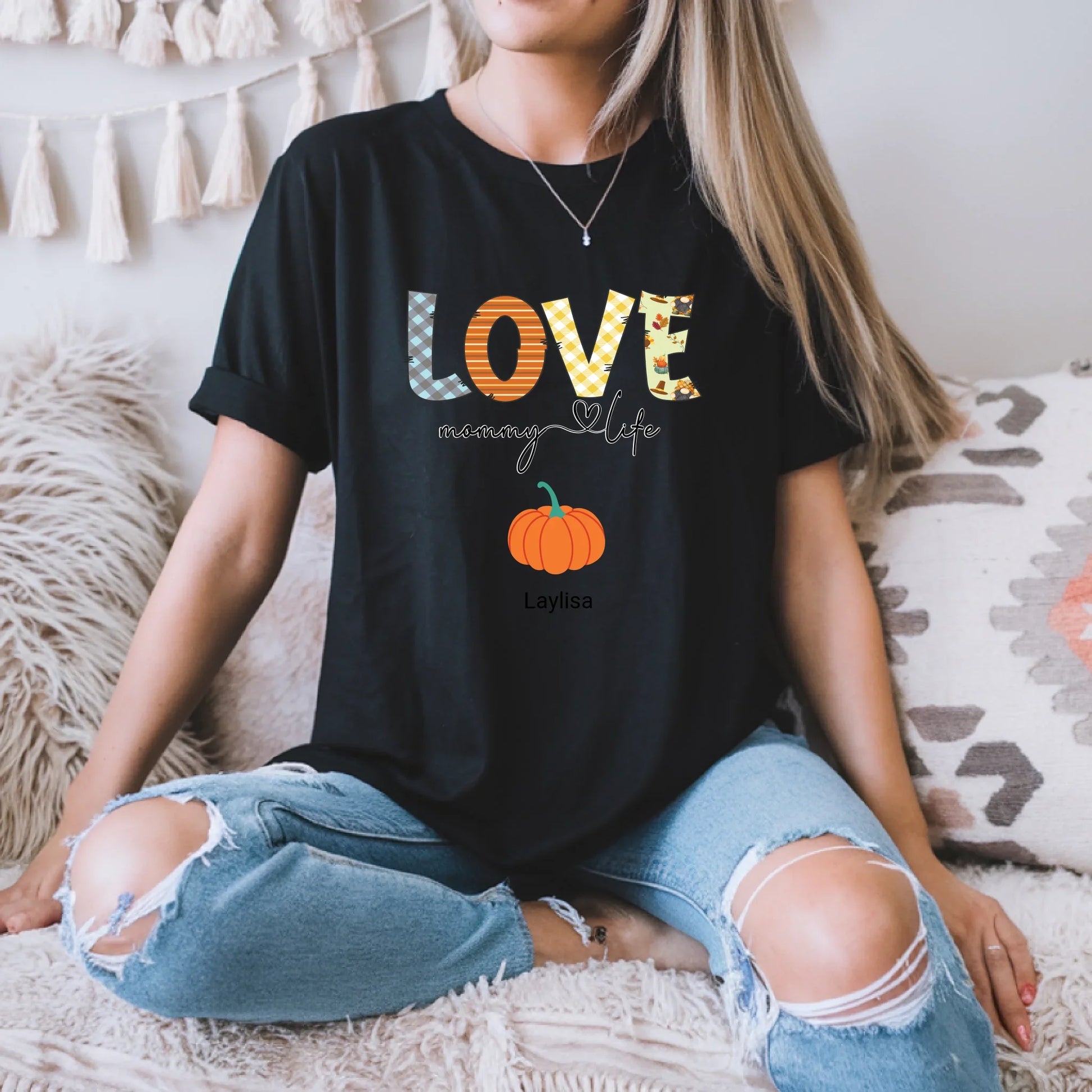 Personalized Mommy Pumpkin Shirt – Custom Family Names Fall Tee Hoodie, Sweatshirt | InkThreadWorks.com (Image 3)