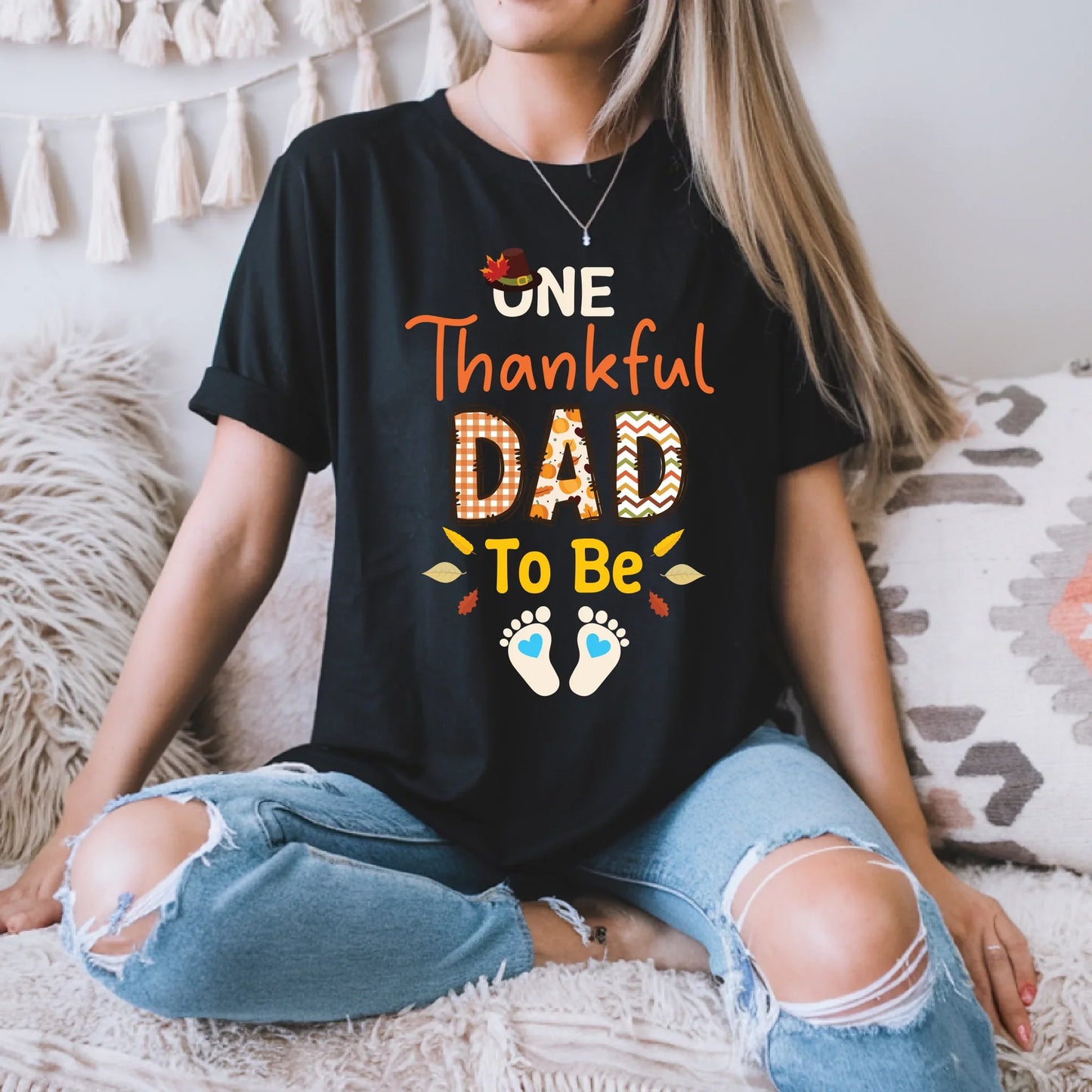 Personalized Thanksgiving Shirt – One Thankful Mom/Dad to Be – Baby Gender Reveal Fall Pregnancy Tee Hoodie,... (Image 3)