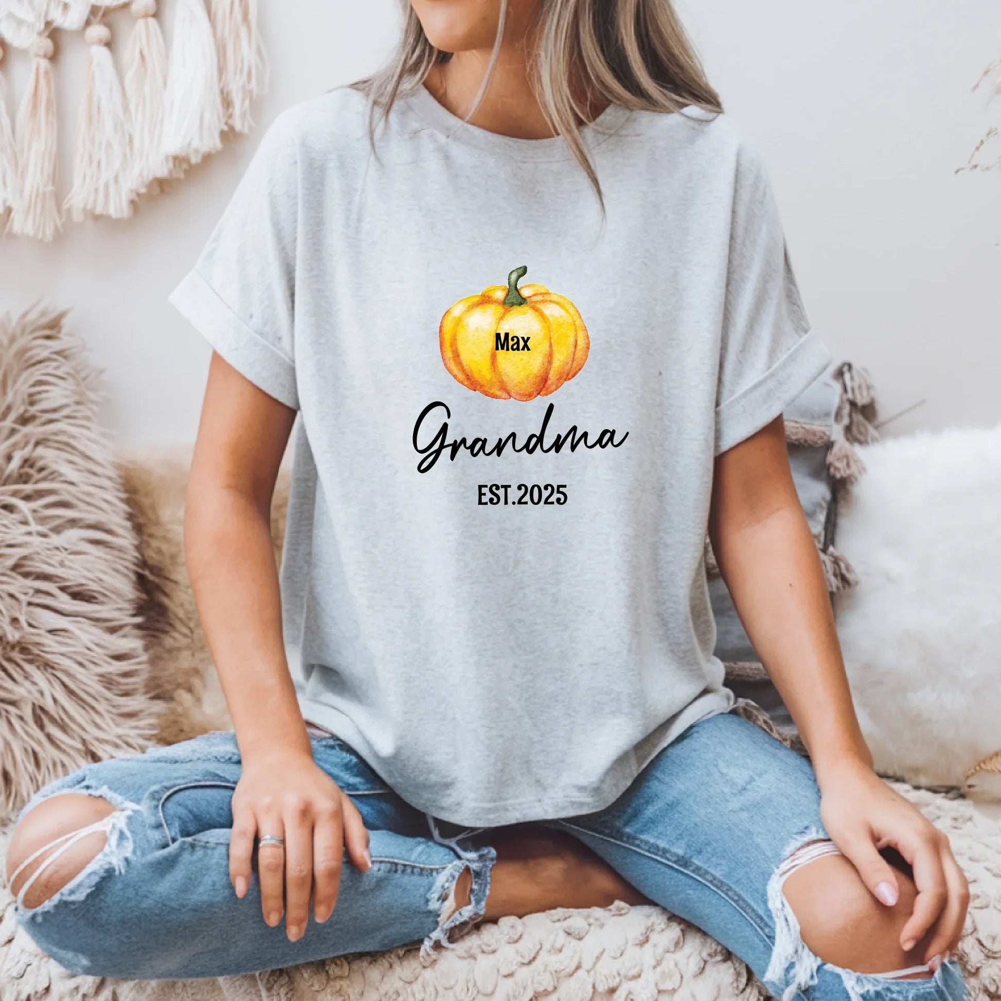 Personalized Grandma Pumpkin Shirt – Custom Family Names Fall Tee Hoodie, Sweatshirt | InkThreadWorks.com (Image 2)