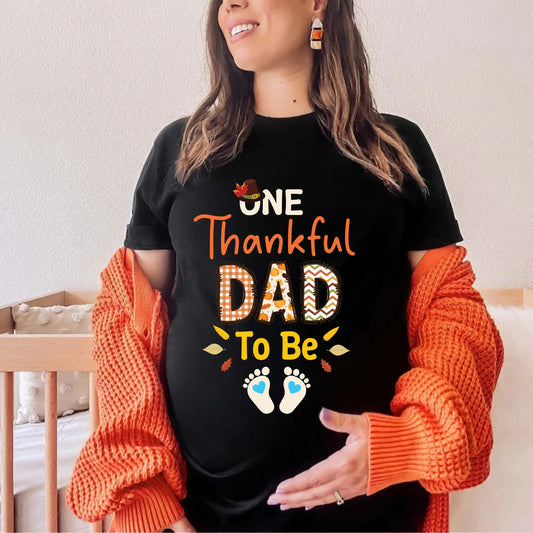 Personalized Thanksgiving Shirt – One Thankful Mom/Dad to Be – Baby Gender Reveal Fall Pregnancy Tee Hoodie,... (Image 1)