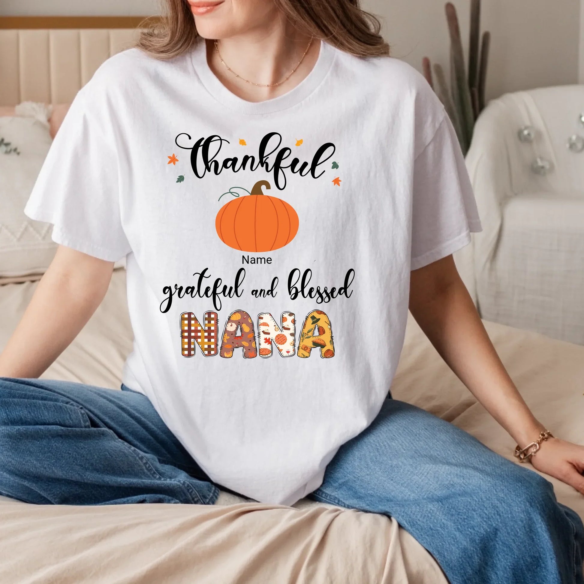 Personalized Nana/Mommy Pumpkin Shirt – Custom Family Names Thanksgiving Tee Hoodie, Sweatshirt (Image 2)