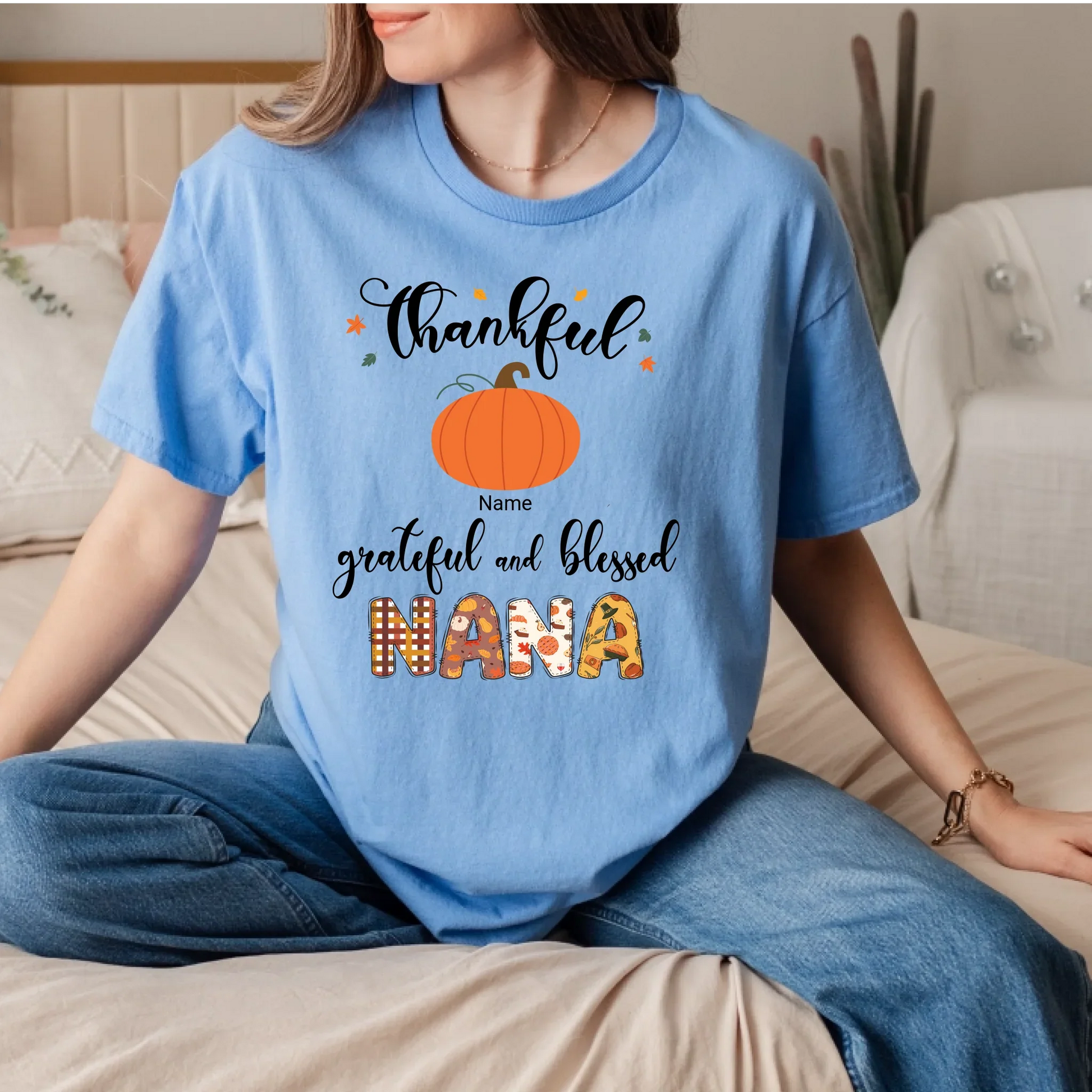 Personalized Nana/Mommy Pumpkin Shirt – Custom Family Names Thanksgiving Tee Hoodie, Sweatshirt (Image 3)