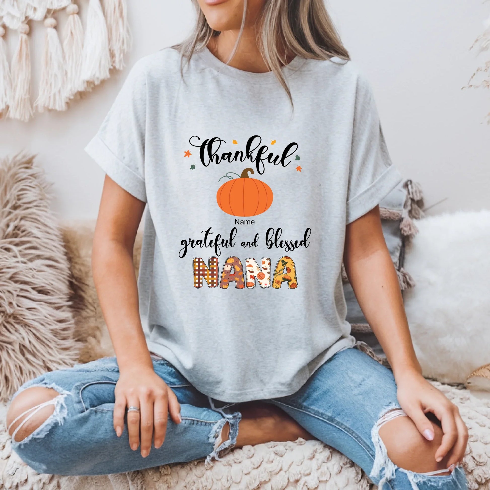 Personalized Nana/Mommy Pumpkin Shirt – Custom Family Names Thanksgiving Tee Hoodie, Sweatshirt (Image 5)