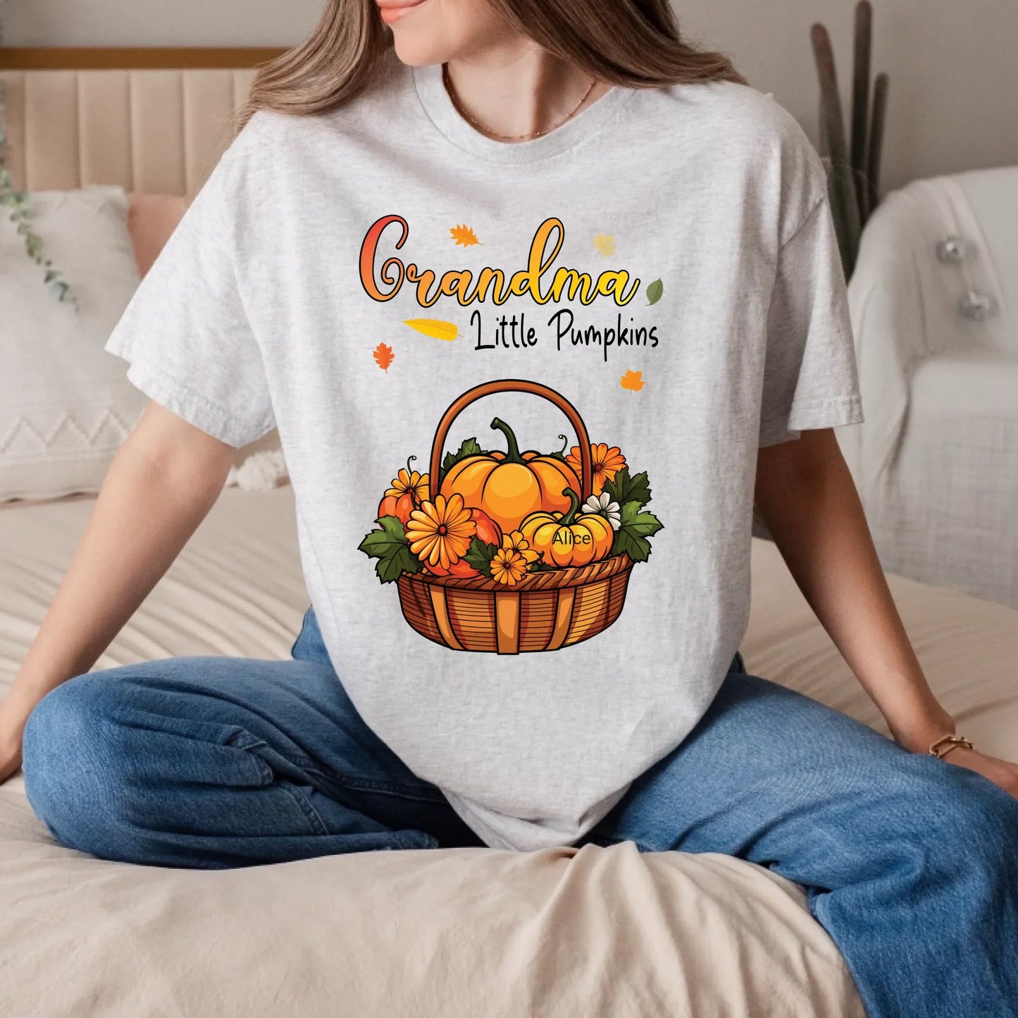Personalized “Grandma’s Little Pumpkins” Shirt – Custom Grandkids Names – Fall Thanksgiving Family Tee Hoodie,... (Image 2)