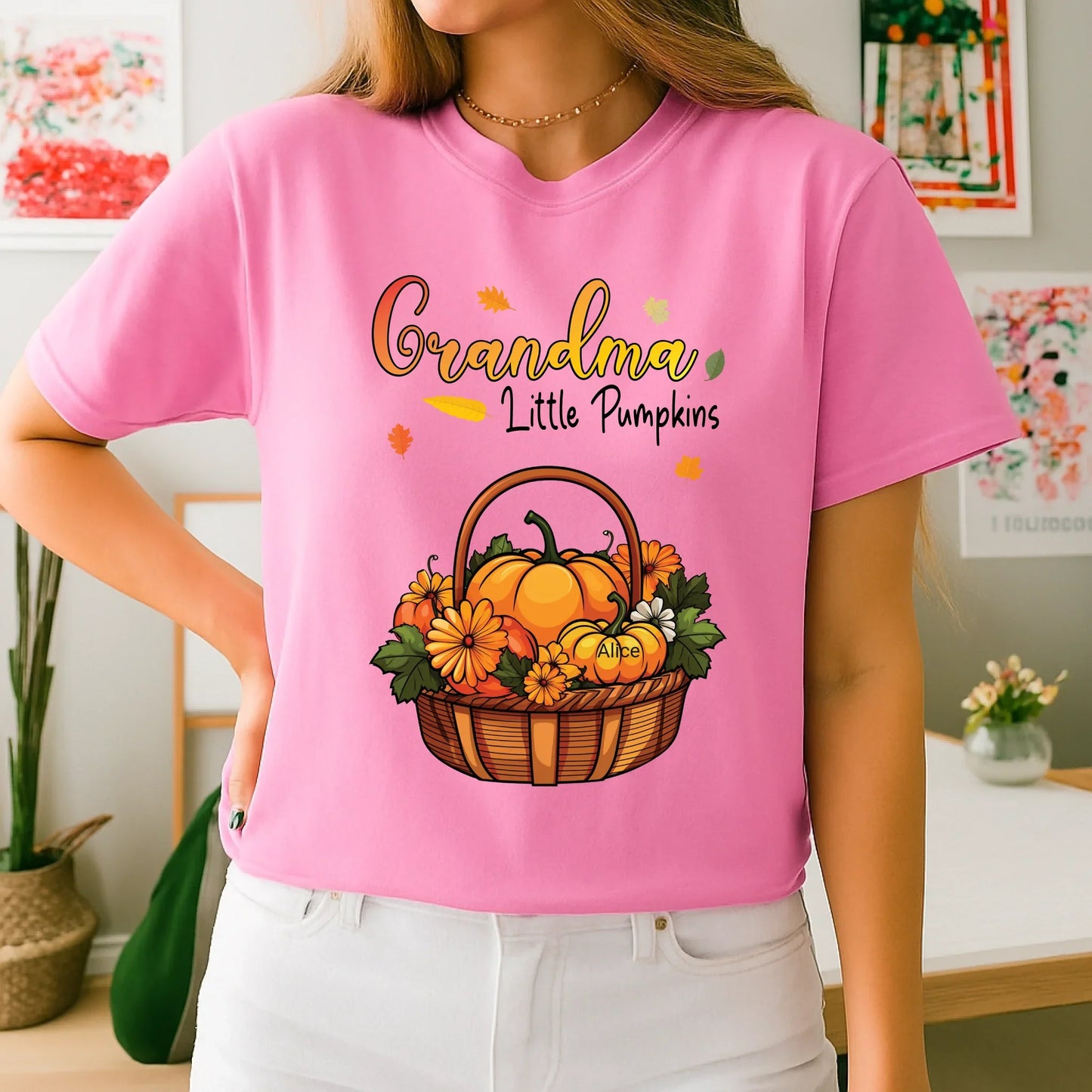 Personalized “Grandma’s Little Pumpkins” Shirt – Custom Grandkids Names – Fall Thanksgiving Family Tee Hoodie,... (Image 3)