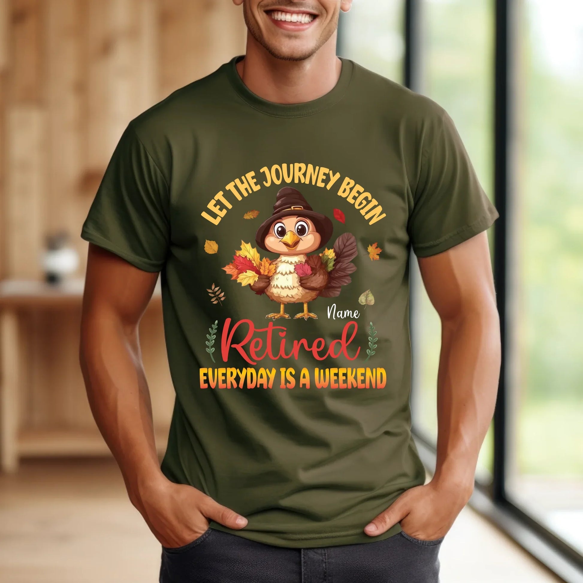 Personalized Retirement Thanksgiving Shirt – Let the Journey Begin, Everyday Is a Weekend – Custom Name Turkey... (Image 4)
