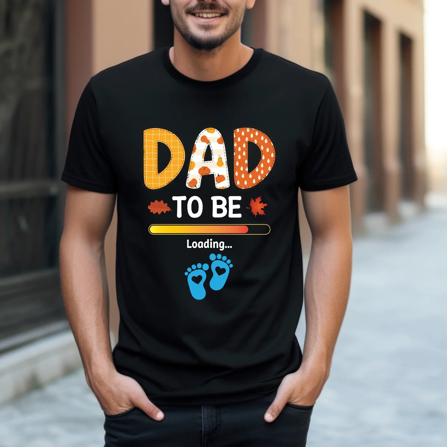 Personalized “Dad To Be” Loading Shirt – Custom Baby Gender Footprints – Funny Pregnancy Reveal Tee for Men... (Image 1)