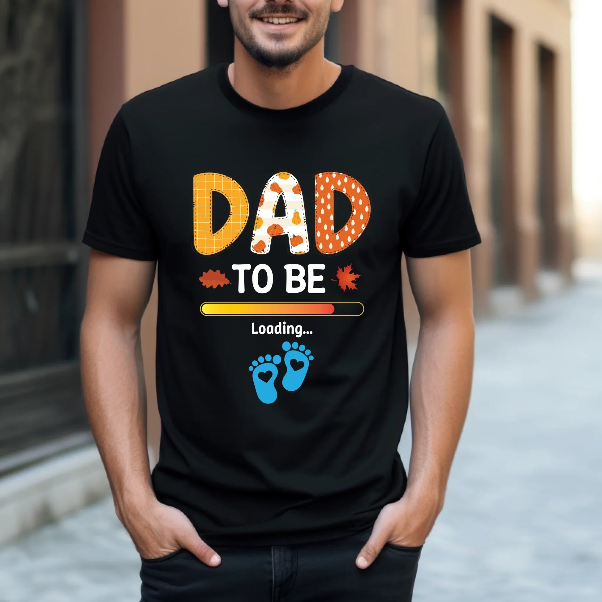 Personalized “Dad To Be” Loading Shirt – Custom Baby Gender Footprints – Funny Pregnancy Reveal Tee for Men... (Image 1)