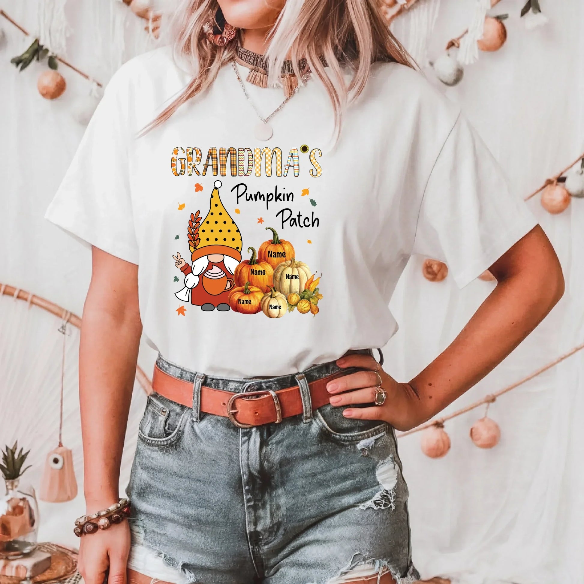 Personalized Grandma’s Pumpkin Patch Shirt – Custom Family Names Tee Hoodie, Sweatshirt | InkThreadWorks.com (Image 3)