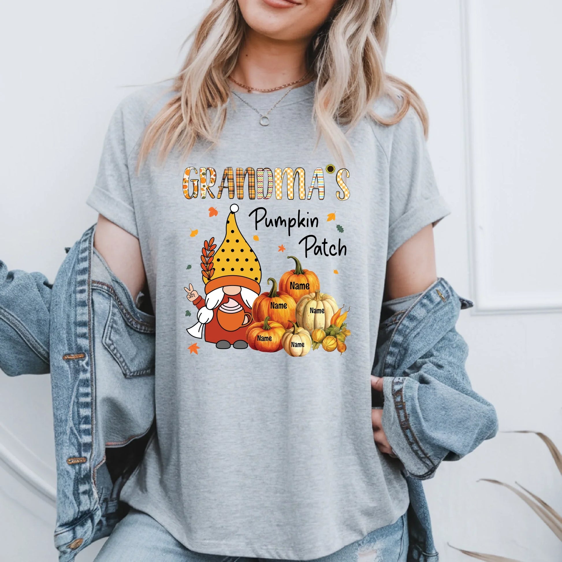 Personalized Grandma’s Pumpkin Patch Shirt – Custom Family Names Tee Hoodie, Sweatshirt | InkThreadWorks.com (Image 5)