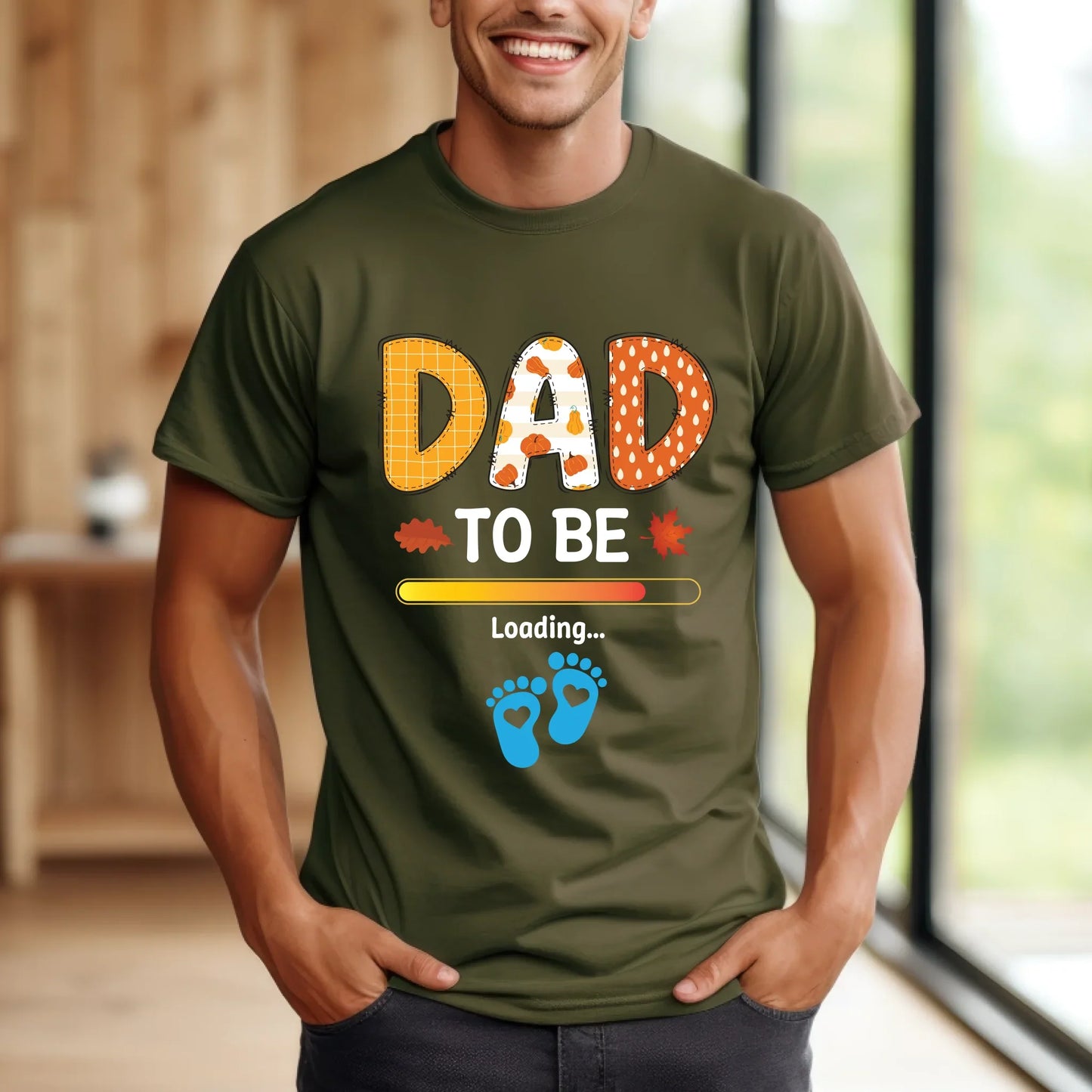 Personalized “Dad To Be” Loading Shirt – Custom Baby Gender Footprints – Funny Pregnancy Reveal Tee for Men... (Image 3)