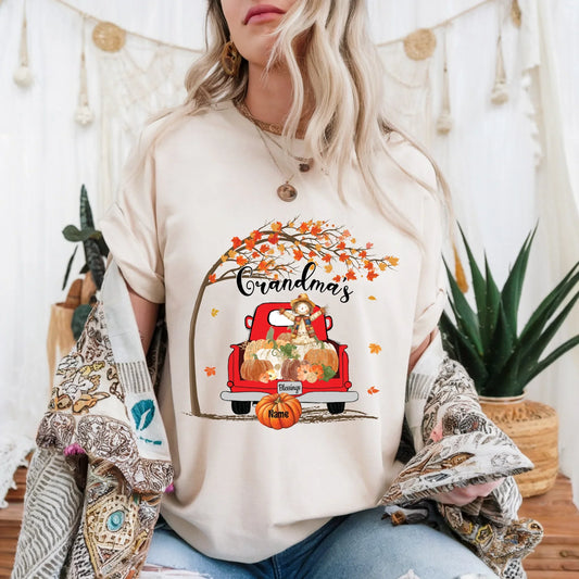 Personalized Fall Grandma Truck Shirt – Custom Family Names Autumn Tee Hoodie, Sweatshirt | InkThreadWorks.com (Image 1)