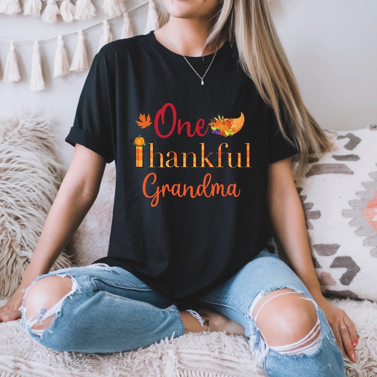 One Thankful Family Shirt – Fall Thanksgiving T-Shirt for Family Hoodie, Sweatshirt | InkThreadWorks.com (Image 2)