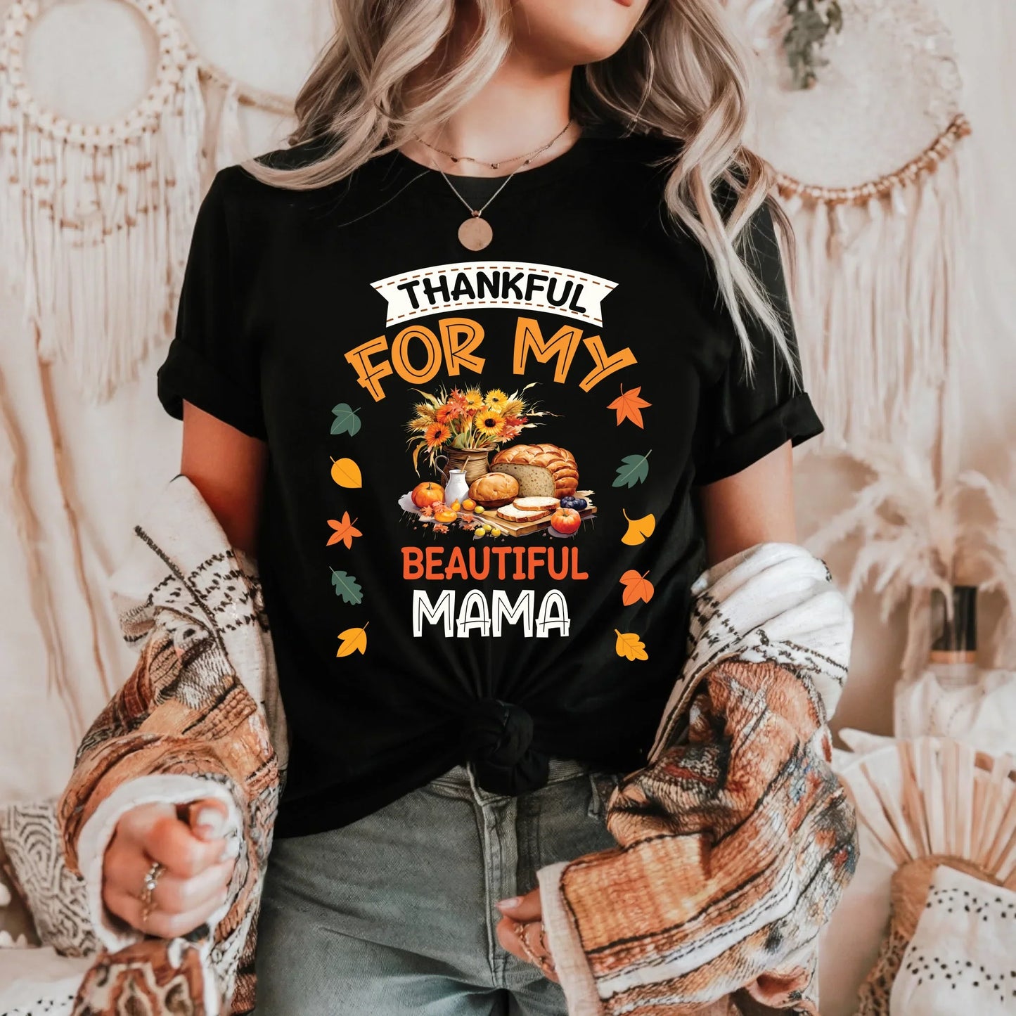 Thankful for My Beautiful Mom & Grandma Thanksgiving Shirt – Fall Harvest Tee Hoodie, Sweatshirt (Image 1)
