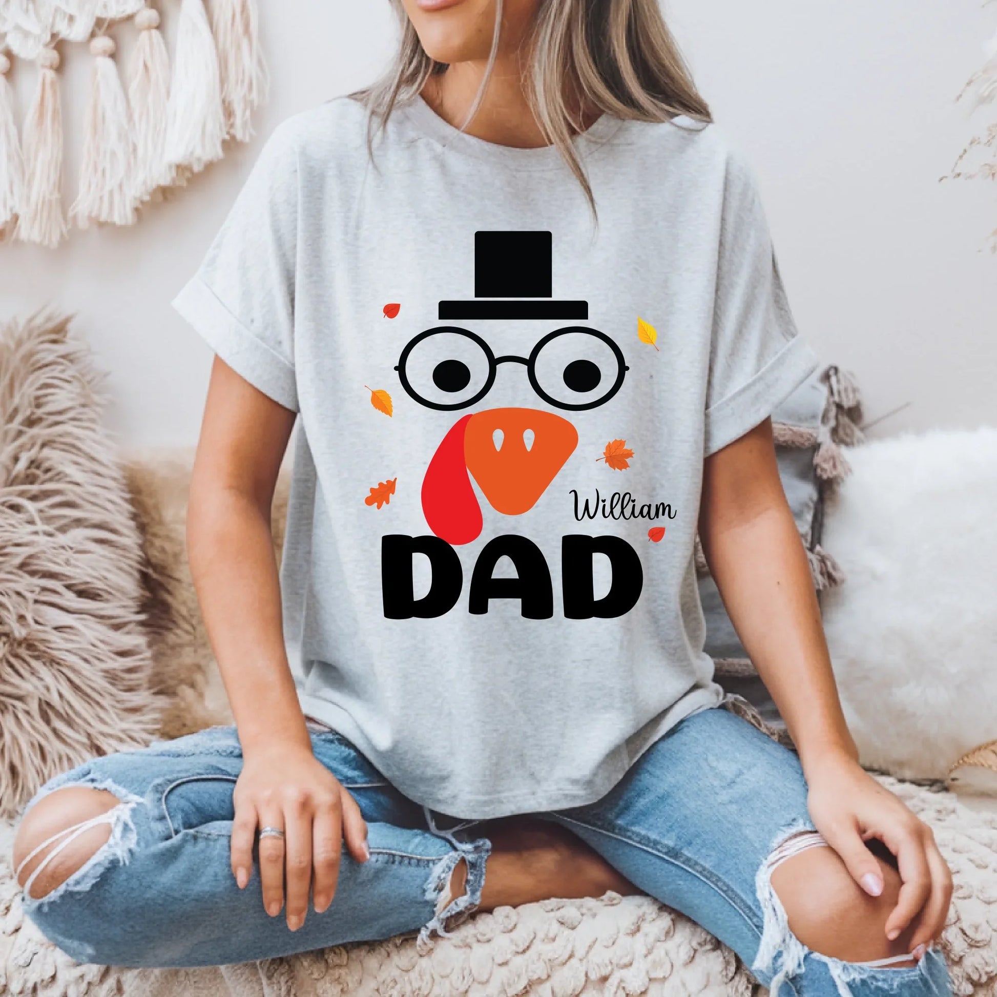My First Thanksgiving as Daddy Shirt – Personalized Mommy & Dad Name Matching Fall T-Shirt Hoodie, Sweatshirt (Image 3)