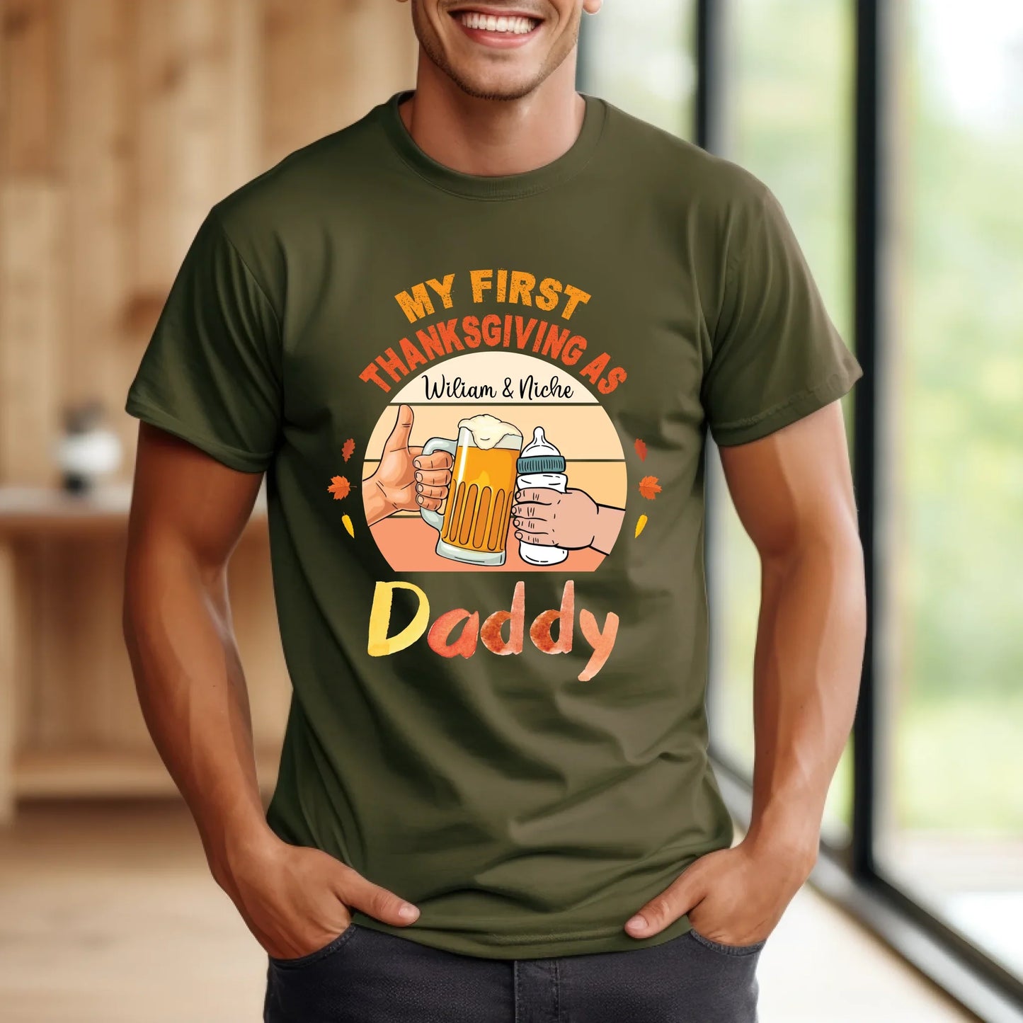 My First Thanksgiving as Daddy Shirt – Personalized Father & Baby Name Gift Hoodie, Sweatshirt | InkThreadWorks.com (Image 3)