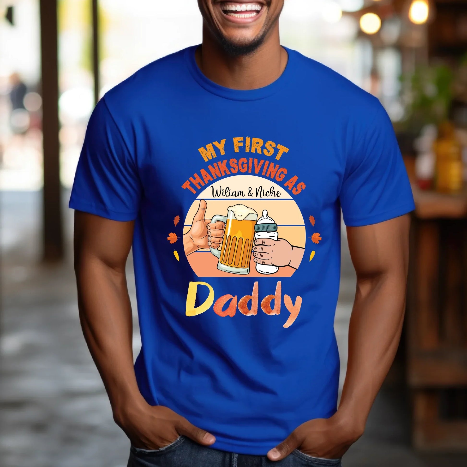 My First Thanksgiving as Daddy Shirt – Personalized Father & Baby Name Gift Hoodie, Sweatshirt | InkThreadWorks.com (Image 5)