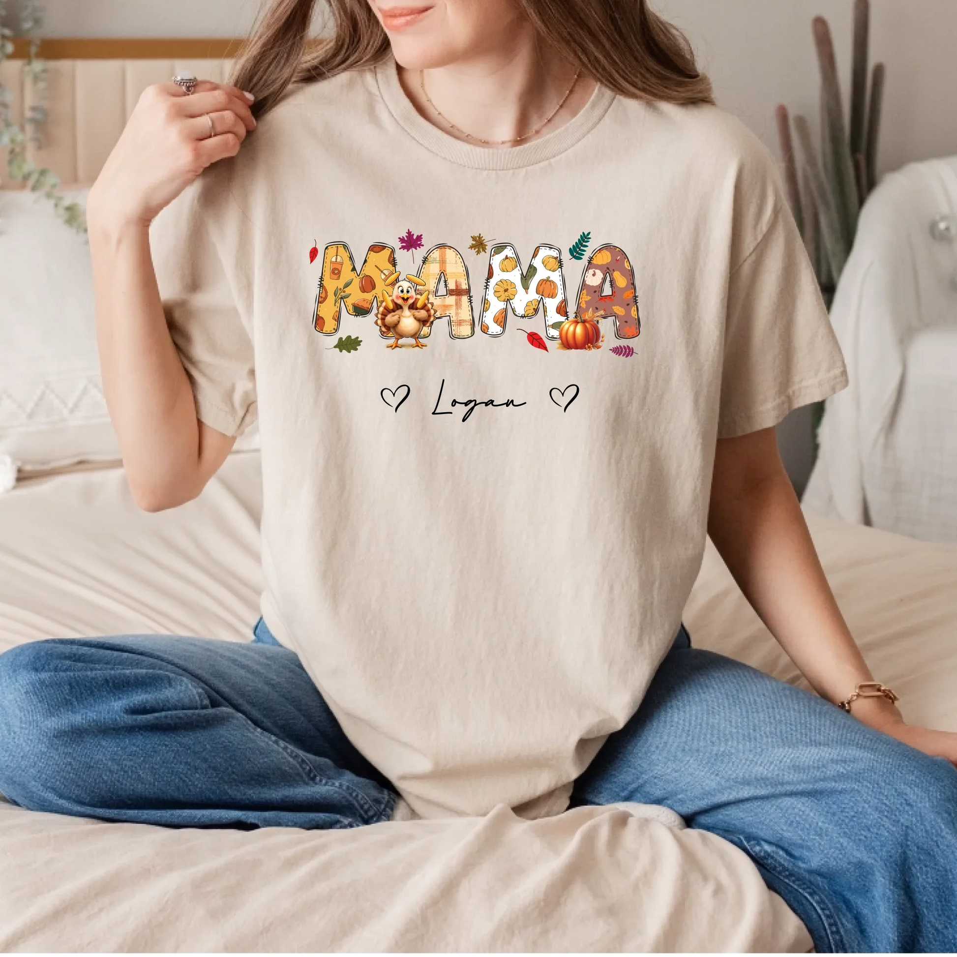 Personalized MAMA Thanksgiving Shirt – Custom Family Names Fall Tee Hoodie, Sweatshirt | InkThreadWorks.com (Image 2)