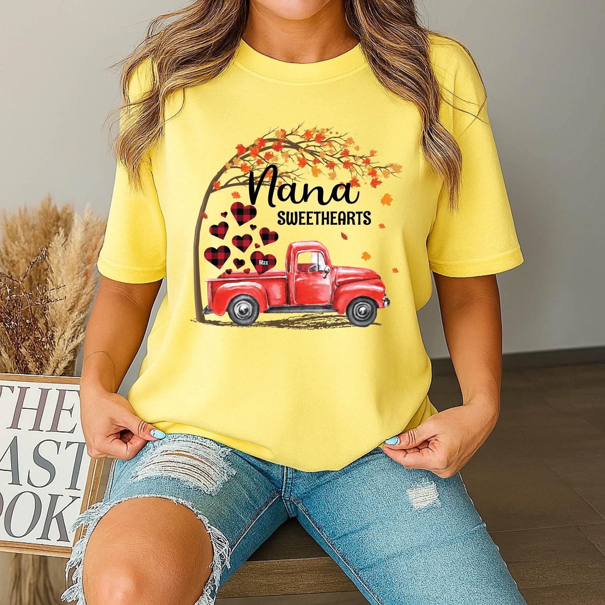 Custom “Nana Sweethearts” Shirt – Personalized Grandkids’ Names on Hearts | Fall Gift Hoodie, Sweatshirt (Image 4)