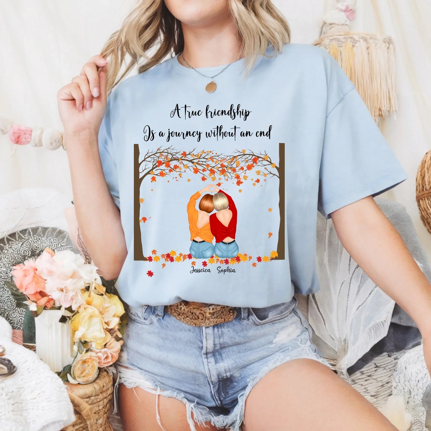 Personalized Best Friend Thanksgiving Shirt – Fall Friendship Gift with Custom Names &Characters Hoodie, Sweatshirt (Image 2)