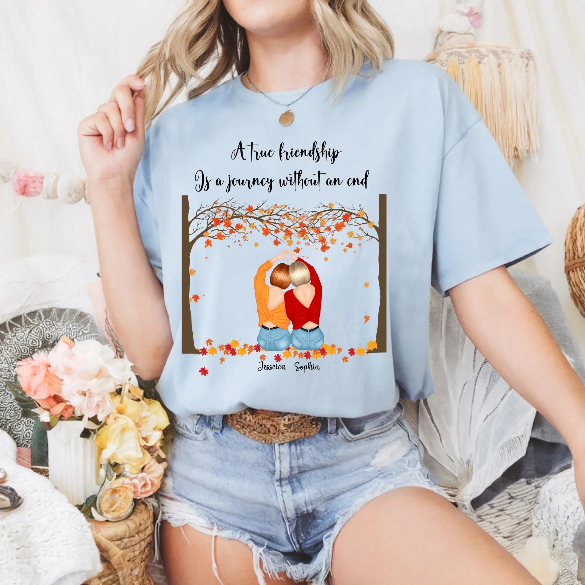 Personalized Best Friend Thanksgiving Shirt – Fall Friendship Gift with Custom Names &Characters Hoodie, Sweatshirt (Image 2)