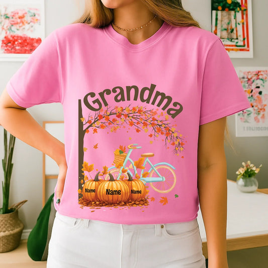 Personalized Thanksgiving Grandma Shirt – Custom Grandkids’ Names on Pumpkins Hoodie, Sweatshirt (Image 1)