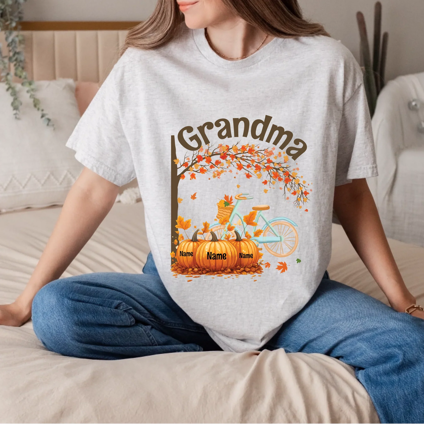 Personalized Thanksgiving Grandma Shirt – Custom Grandkids’ Names on Pumpkins Hoodie, Sweatshirt (Image 3)