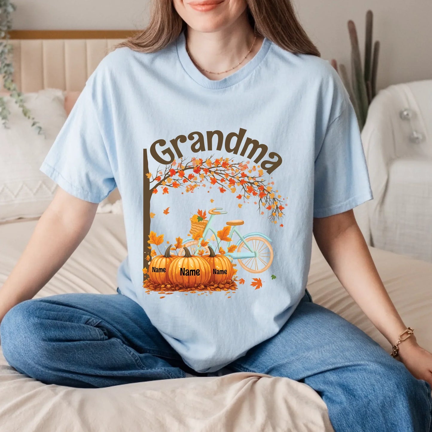 Personalized Thanksgiving Grandma Shirt – Custom Grandkids’ Names on Pumpkins Hoodie, Sweatshirt (Image 4)