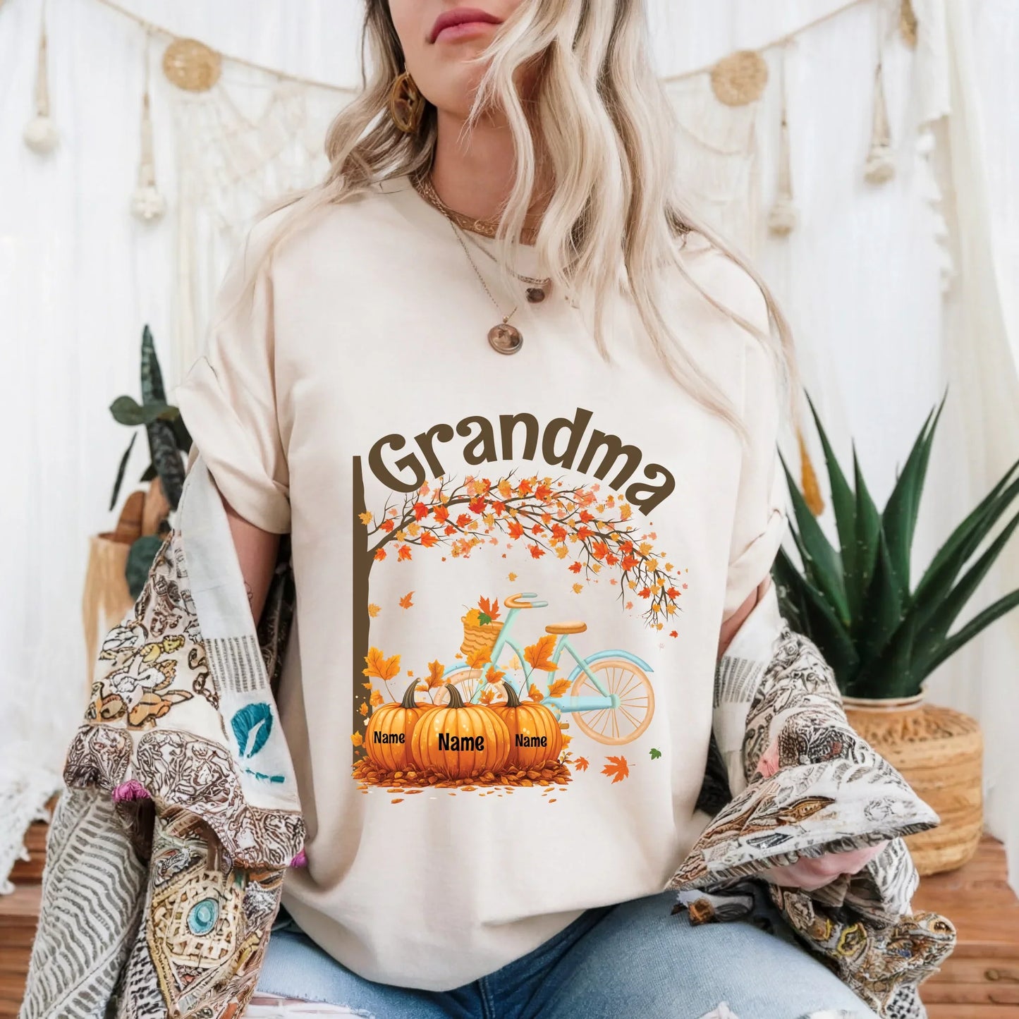 Personalized Thanksgiving Grandma Shirt – Custom Grandkids’ Names on Pumpkins Hoodie, Sweatshirt (Image 5)