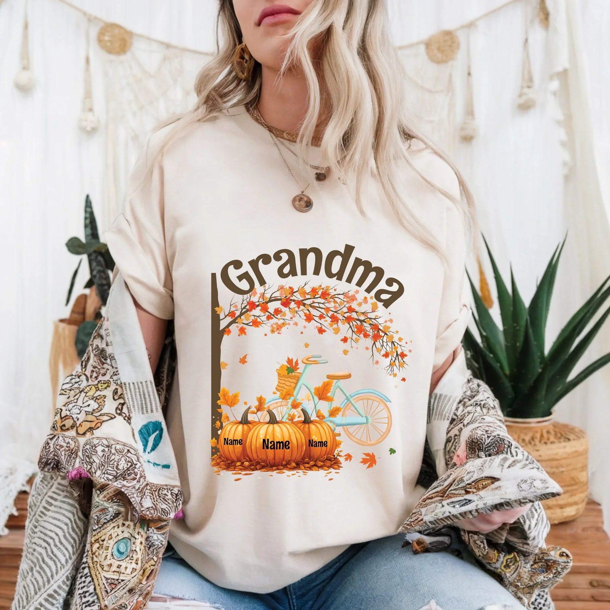 Personalized Thanksgiving Grandma Shirt – Custom Grandkids’ Names on Pumpkins Hoodie, Sweatshirt (Image 5)