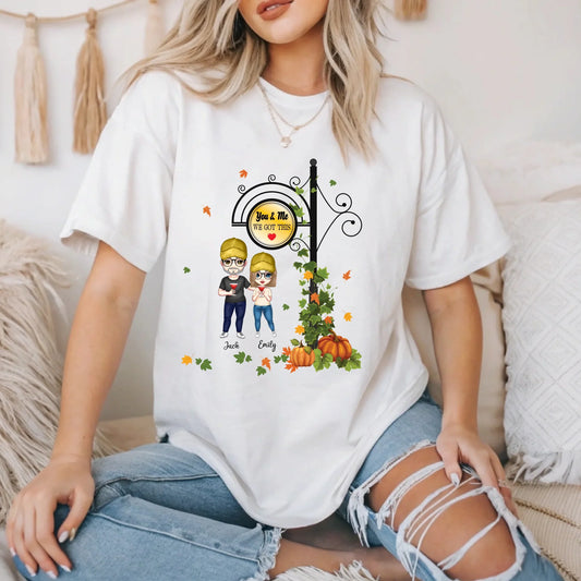 Personalized Couple Shirts – You & Me We Got This – Custom Fall Matching Tees with Names & Characters Hoodie,... (Image 1)