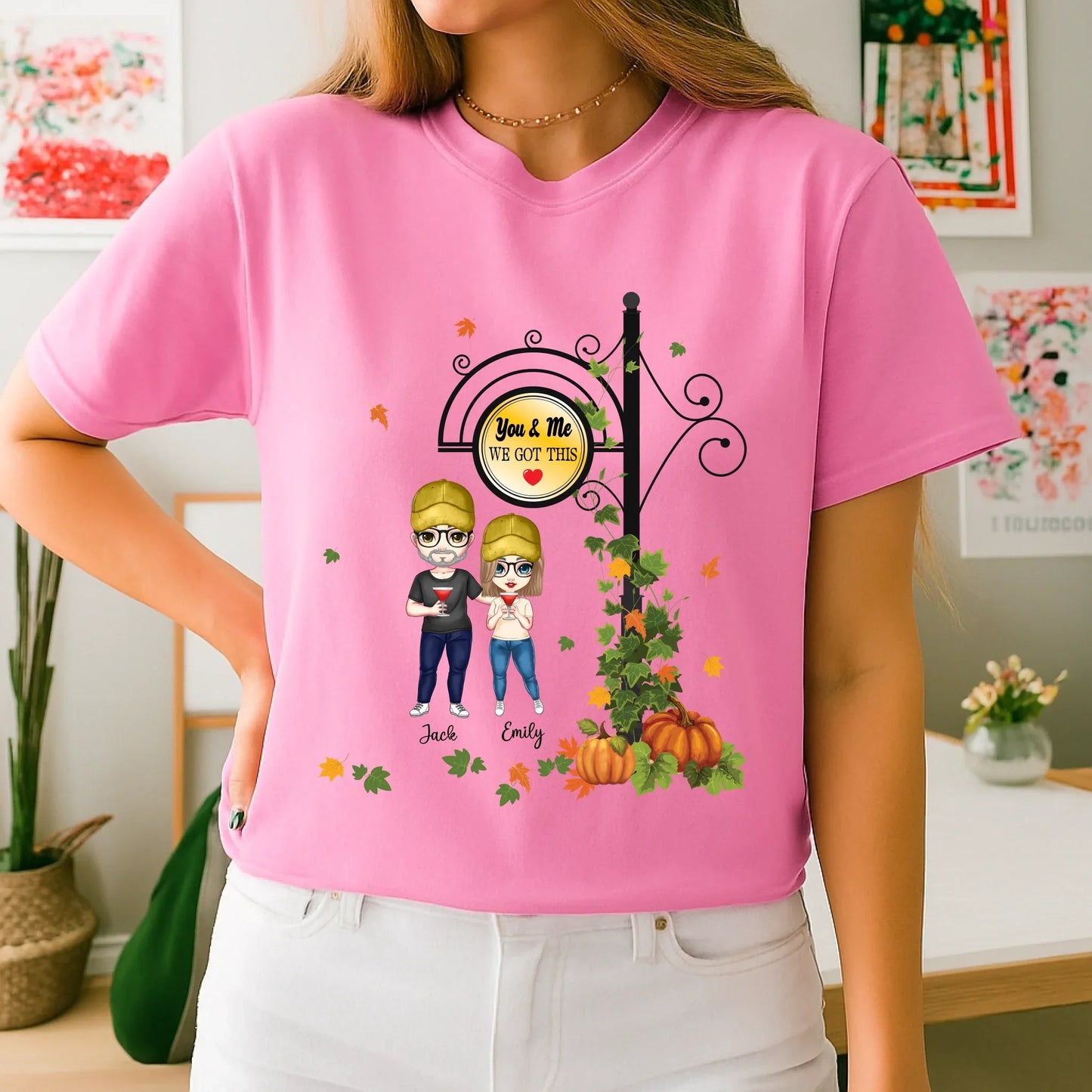 Personalized Couple Shirts – You & Me We Got This – Custom Fall Matching Tees with Names & Characters Hoodie,... (Image 3)