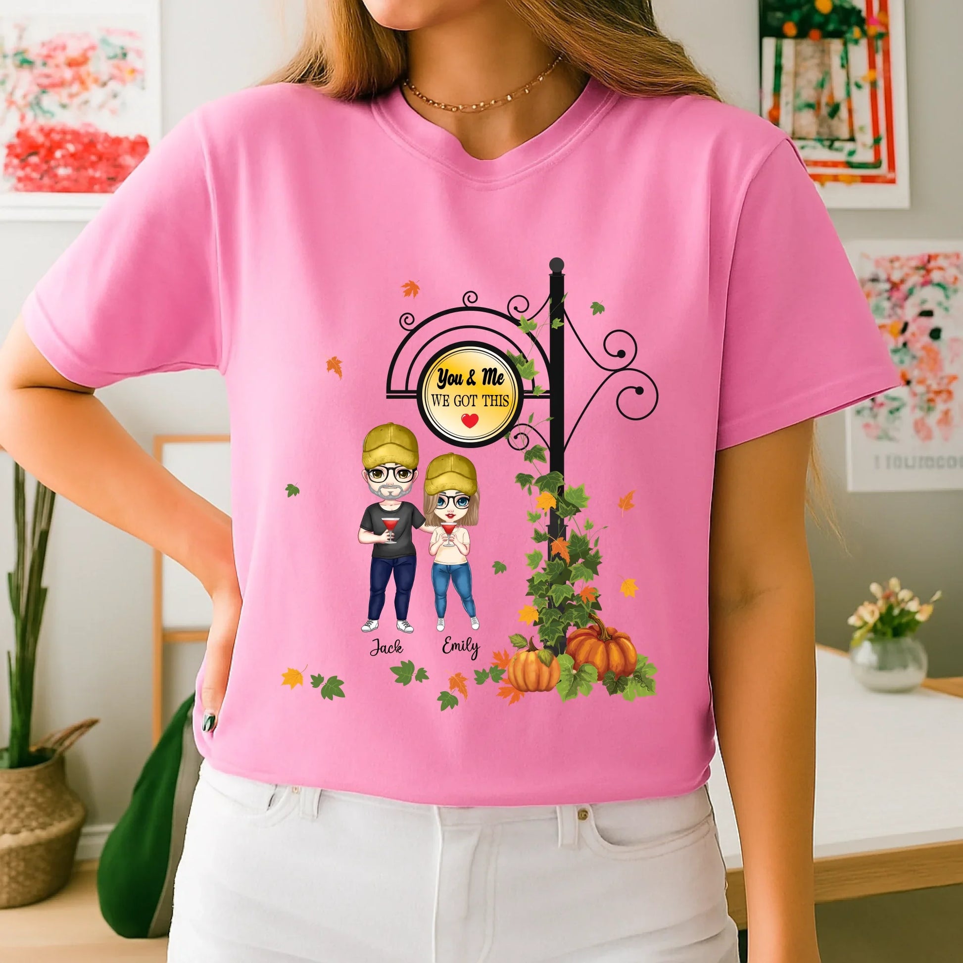 Personalized Couple Shirts – You & Me We Got This – Custom Fall Matching Tees with Names & Characters Hoodie,... (Image 3)