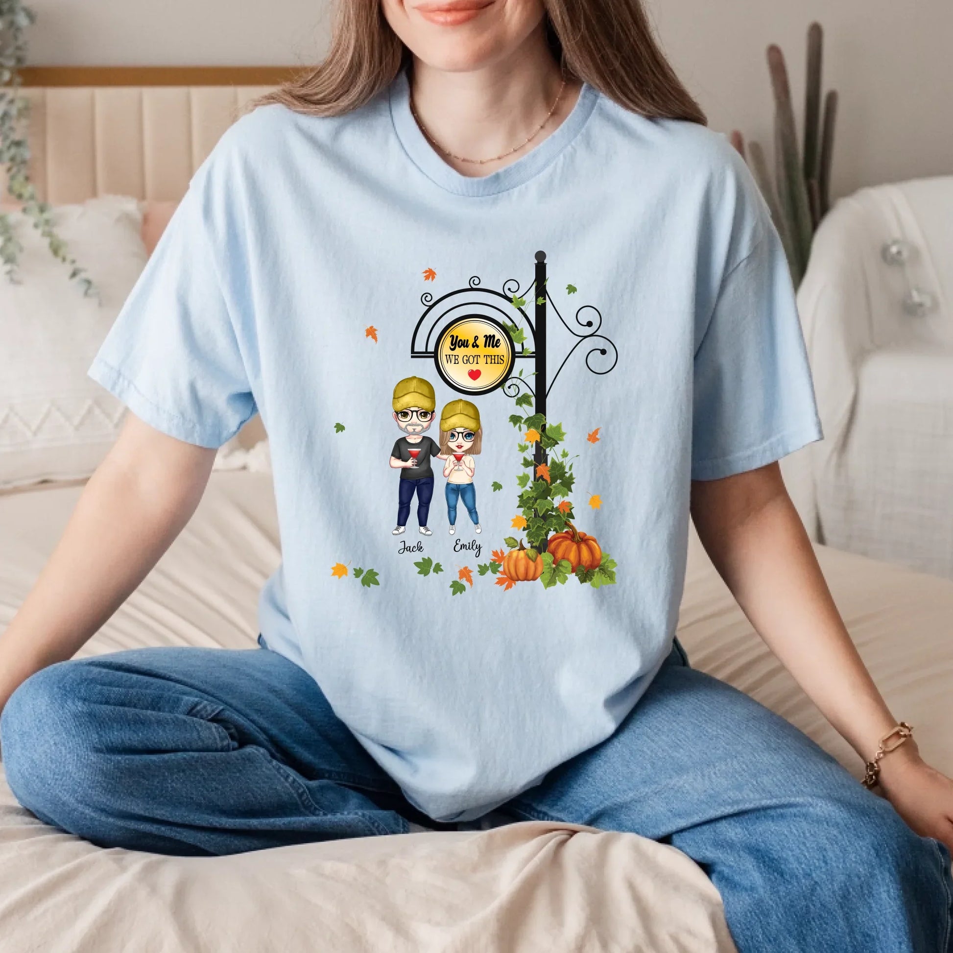 Personalized Couple Shirts – You & Me We Got This – Custom Fall Matching Tees with Names & Characters Hoodie,... (Image 4)