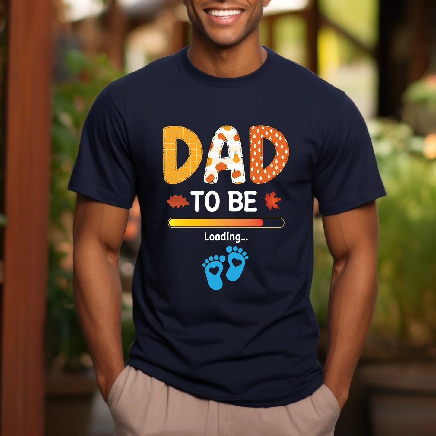 Personalized “Dad To Be” Loading Shirt – Custom Baby Gender Footprints – Funny Pregnancy Reveal Tee for Men... (Image 2)