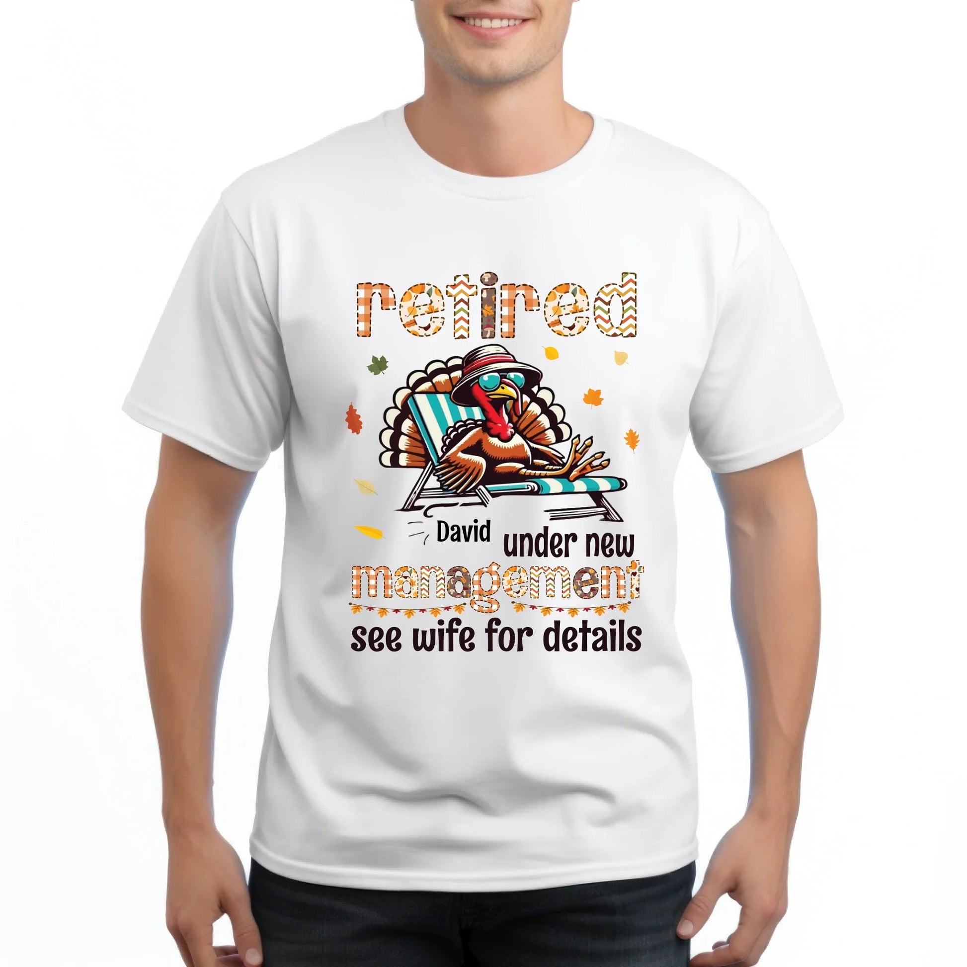 Personalized Thanksgiving Retired Shirt – Under New Management, Custom Name Hoodie, Sweatshirt | InkThreadWorks.com (Image 1)