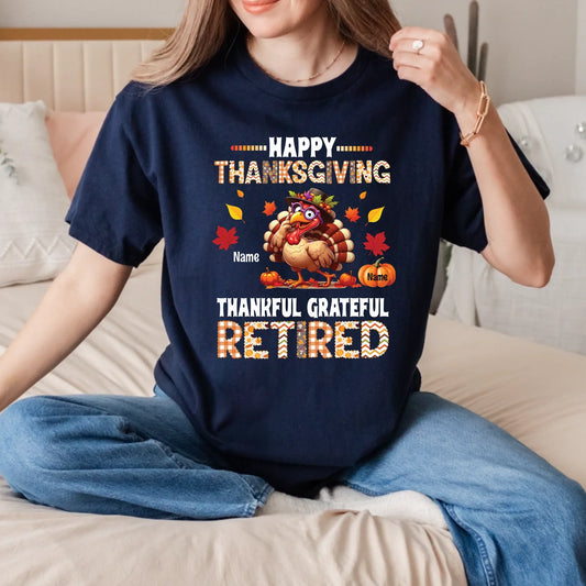 Personalized Thanksgiving Retired Shirt – Custom Names on Pumpkins Tee for Grandma or Grandpa Hoodie, Sweatshirt (Image 1)