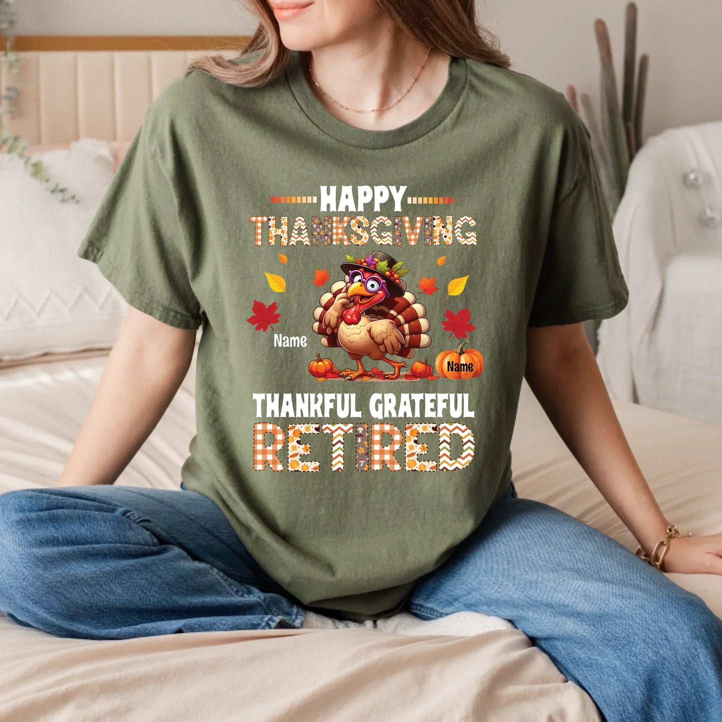 Personalized Thanksgiving Retired Shirt – Custom Names on Pumpkins Tee for Grandma or Grandpa Hoodie, Sweatshirt (Image 2)