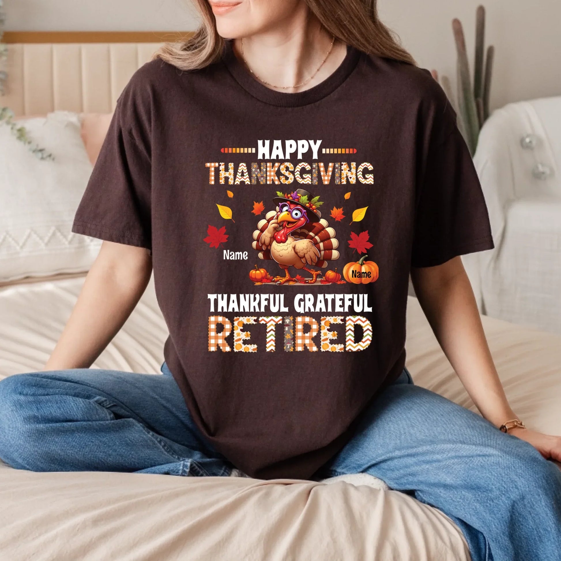Personalized Thanksgiving Retired Shirt – Custom Names on Pumpkins Tee for Grandma or Grandpa Hoodie, Sweatshirt (Image 3)