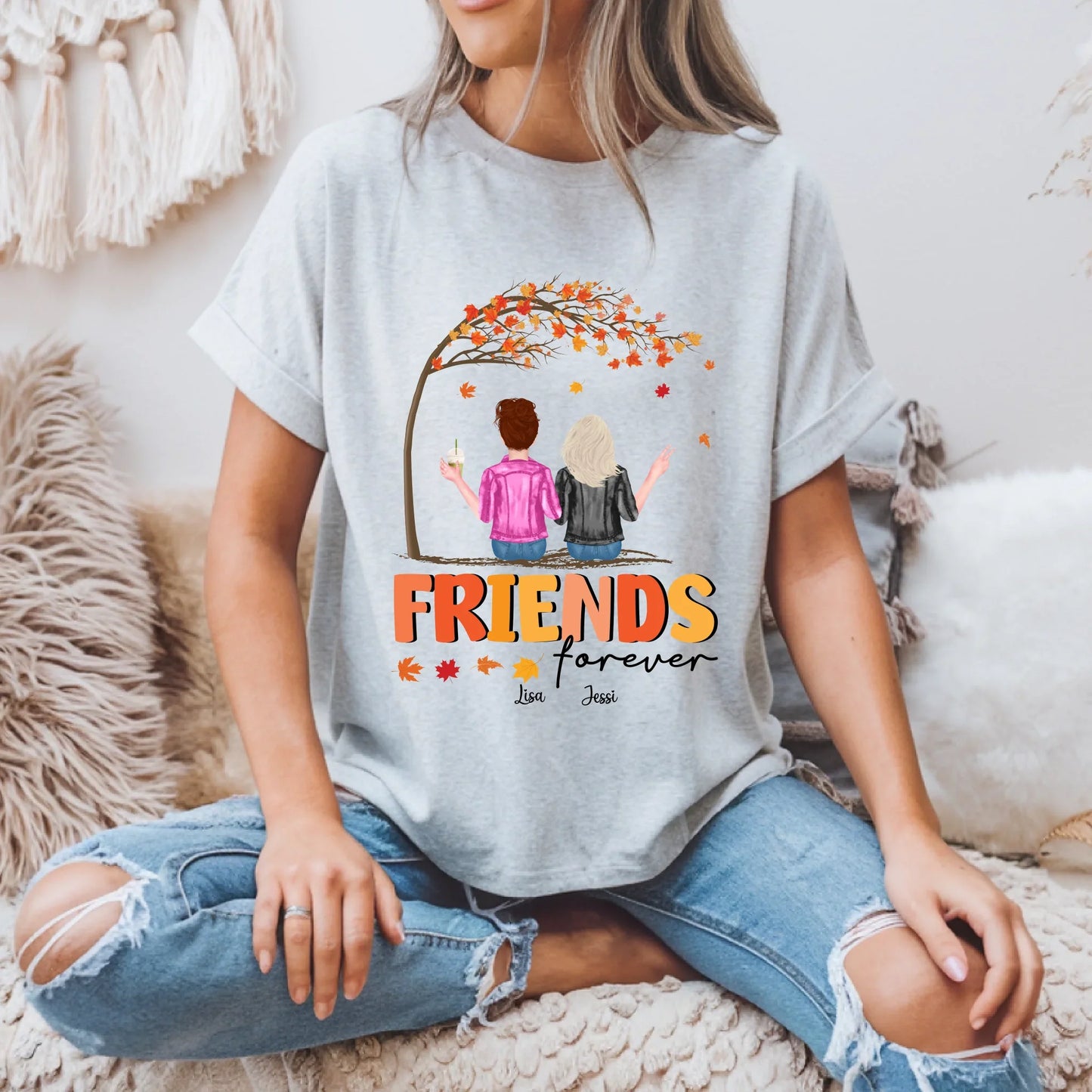 Personalized Thanksgiving Friends Forever Shirt – Custom Bestie Fall Gift with Names & Characters Hoodie,... (Image 2)