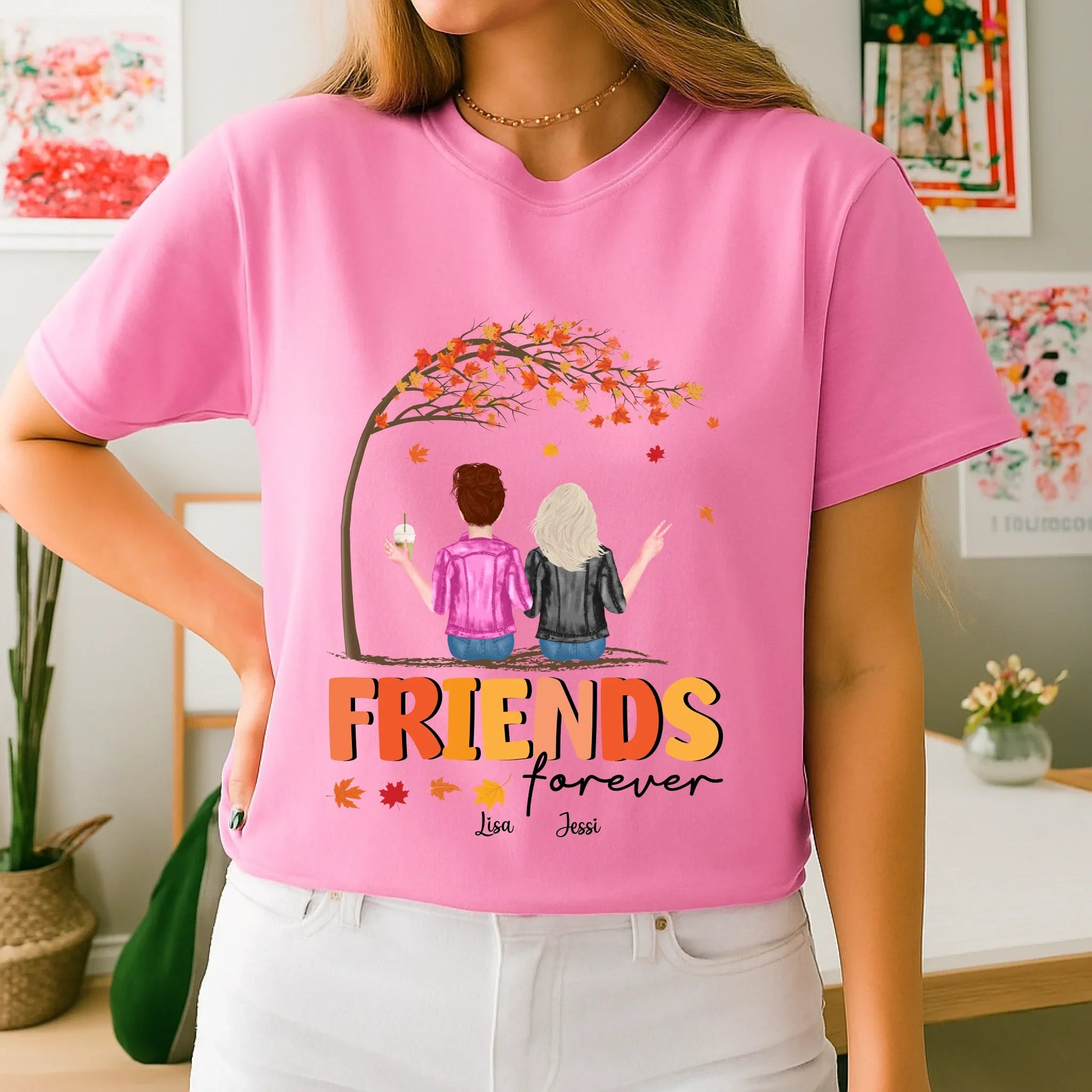 Personalized Thanksgiving Friends Forever Shirt – Custom Bestie Fall Gift with Names & Characters Hoodie,... (Image 3)