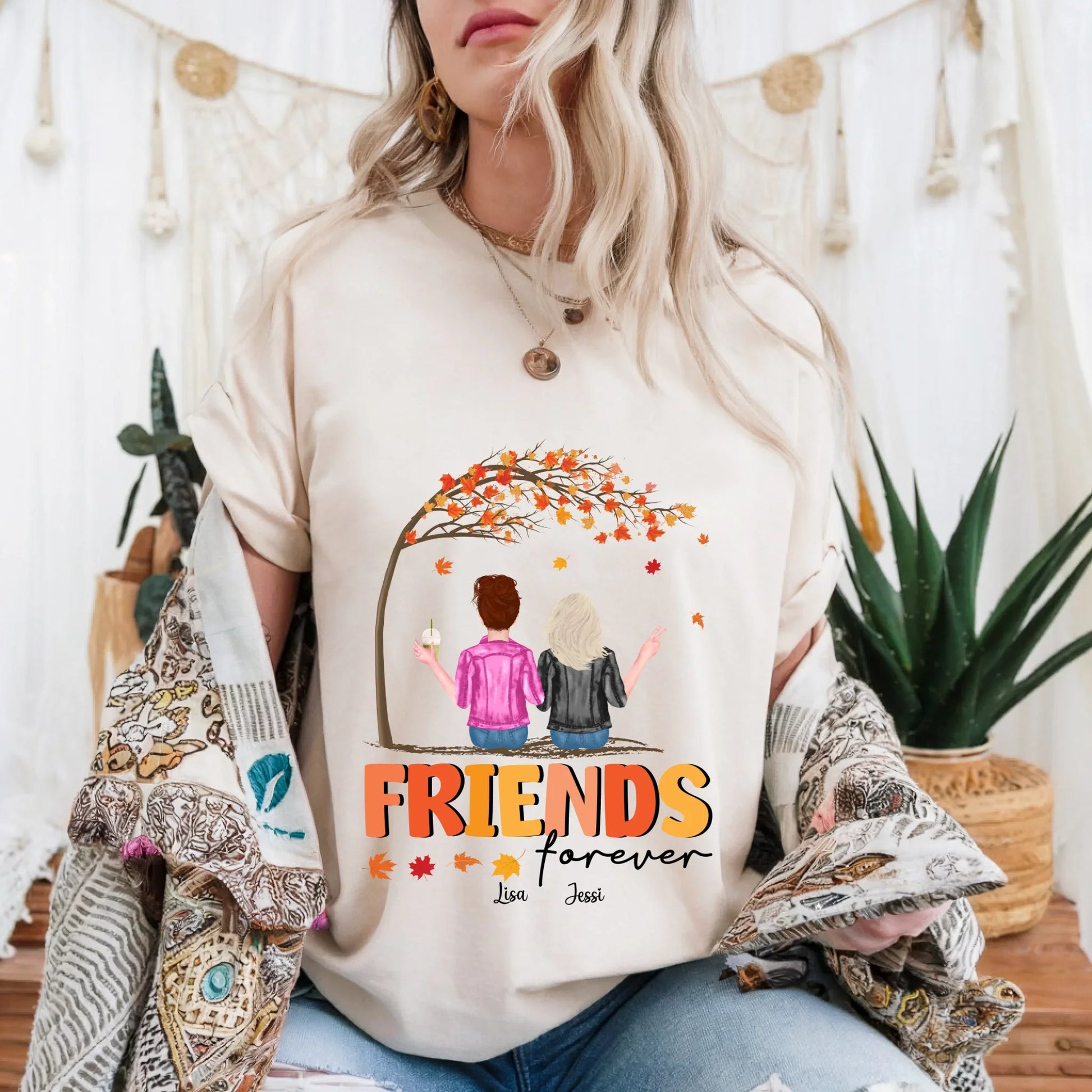 Personalized Thanksgiving Friends Forever Shirt – Custom Bestie Fall Gift with Names & Characters Hoodie,... (Image 5)